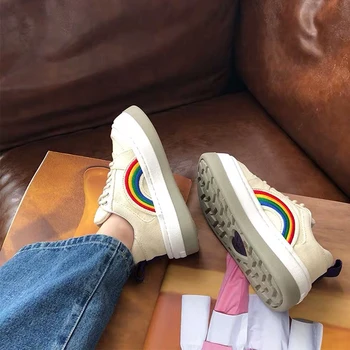 VALLU rainbow topánky bežné platformu plátno lisa rovnaké jeseň zima 2021 tuku chlieb topánky dámskej módy