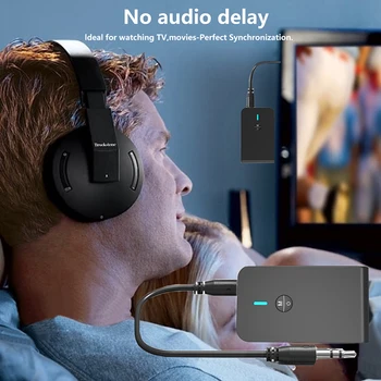 VAORLO Bezdrôtová 5.0 Adaptr 2 V 1 Prijímač Audio Vysielač v Blízkosti APTX Nízku Latenciu Pre Mp3 Stereo Hudobný 3,5 mm AUX