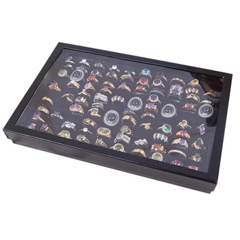Velvet 100 Slotov Krúžok Náušnice Display Box Predviesť Skladovanie Prípade Držiteľ Zásobník Šperky Organizátor Krabice s Vekom AC889
