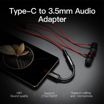 Vencie USB Typu C na 3,5 mm Slúchadlá Adaptér USB-C muža na 3.5 AUX audio Jack samica pre Xiao 6 Mi6 MIX 2 Huawei Mate10 P20