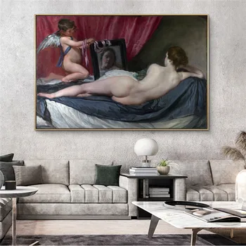 Venuša v Zrkadle Klasická Plátne, Obrazy Na Stenu, Umenie Plagáty A Výtlačky Slávnych Umenie Venuša Plátno Obrázky Cuadros