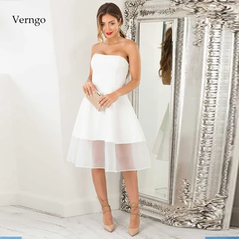 Verngo Prom Šaty Krátke Jednoduché Strany Ivory Šaty Večerné Šaty Strany Vestido De Noche Elegantné Formálne Šaty