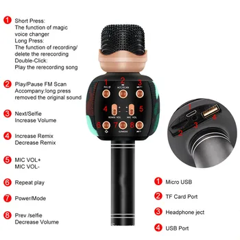 Verzia Bluetooth Karaoke Mikrofón Bezdrôtový Profesionálny Reproduktor Vreckový Prehrávač Magic Hlasový Záznam Hudby Mic PK WS-858