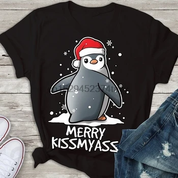 Veselé Kiss my ass Penguin Vianoce Vianočný Darček-Tričko Penguin T Tričko