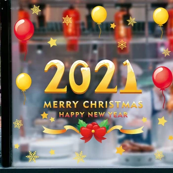 Veselé Vianoce Okno Nálepky Snowflake Odtlačkový Zimné Samolepky Na Stenu Pre Deti Izby 2021 Šťastný Nový Rok, Vianoce, Domáce Dekorácie
