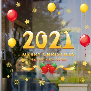Veselé Vianoce Okno Nálepky Snowflake Odtlačkový Zimné Samolepky Na Stenu Pre Deti Izby 2021 Šťastný Nový Rok, Vianoce, Domáce Dekorácie