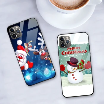 Veselé Vianoce Pre iPhone 11 Pro Max Tvrdeného Skla Telefón puzdro pre iPhone XS 12 Pro MAX X XR 7 8 6 6 Plus SE 2020 Kryt Fundas