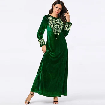 Vestidos Arabes Velvet Abaya Turecko-Islamské Arabčina Dlho Moslimské Oblečenie Kaftane Dubaj Kaftan Tesettur Elbise Župan Longue Hidžáb Oblečenie