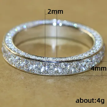 Večnosť 925 Sterling silver Promise ring AAAAA cz Kameň Zapojenie Svadobné Kapela Prstene pre ženy, Svadobné Vyhlásenia Strany, Šperky