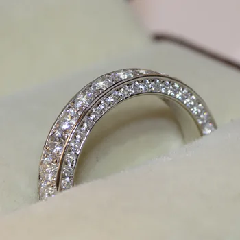 Večnosť 925 Sterling silver Promise ring AAAAA cz Kameň Zapojenie Svadobné Kapela Prstene pre ženy, Svadobné Vyhlásenia Strany, Šperky