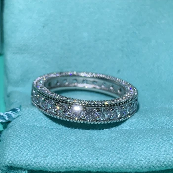 Večnosť Kapela Promise ring 925 Sterling silver 3 Riadky, Diamantové Zásnubné Snubné Prstene pre ženy, Mužov Vyhlásenie Šperky Darček