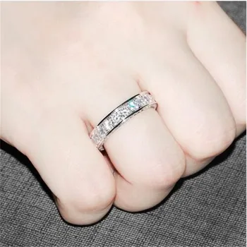 Večnosť Kapela Promise ring 925 Sterling silver 3 Riadky, Diamantové Zásnubné Snubné Prstene pre ženy, Mužov Vyhlásenie Šperky Darček