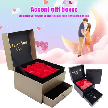 Večný Kvet Úložný Box Ženy Šperky, Náušnice Darčeky Box s úložným Taška JA55