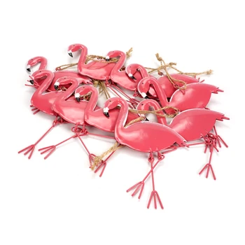 Veľkonočné dekorácie pre domov 10pcs kovové Flamingo Prívesok veľkonočné vajíčko ružová vtákov strany diy dekorácie vhodné na strome visí