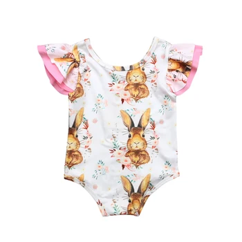 Veľkonočné Deň Dieťa Romper Dievčatá Roztomilý Králik Bavlna Jumpsuit Deti Cartoon Bunny Tylu Romper Detské Oblečenie