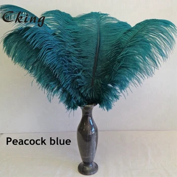 Veľkoobchod 100ks kvalitných prírodných reálne páva Modrého farbené pštrosie perie 6-24 inch/15-60 cm diy Dekorácie fáze výkonu