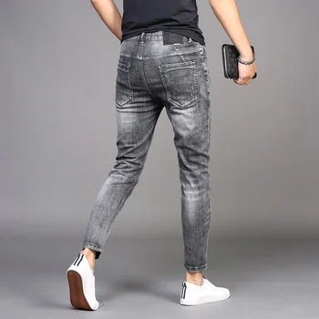Veľkoobchod 2020 Denim jeans pánske módne značky, ktoré sú Štíhle nohy mužov bežné dlhé nohavice kórejský štýl lete tenké dymu šedá ceruzkou nohavice