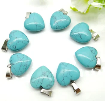 Veľkoobchod 30pcs 16 vysokej kvality prírodného kameňa Turquoises srdce prívesok pre KUTILOV, šperky, takže náhrdelník prívesky Príslušenstvo