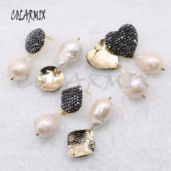 Veľkoobchod 4 páry voľnej forme prírodné perly Handmade náušnice jednoduchý štýl šperky, náušnice Darček pre dámu náušnice 4556