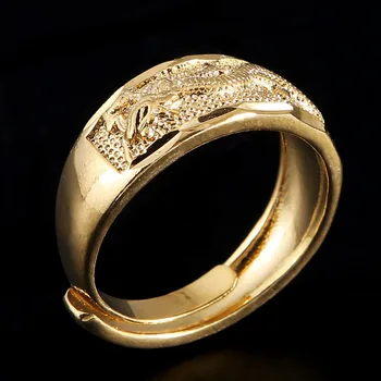 Veľkoobchod Vintage Etnických Zlatá Farba Čínsky Drak Muži Ženy Krúžok Šperky