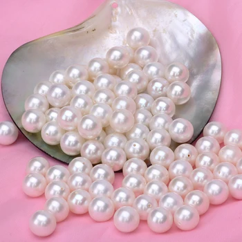 Veľkoobchodný predaj 3 mm~12 mm AAA kvality prírodné sladkovodné perlou biela pol vŕtané kolo pearl pre šperky