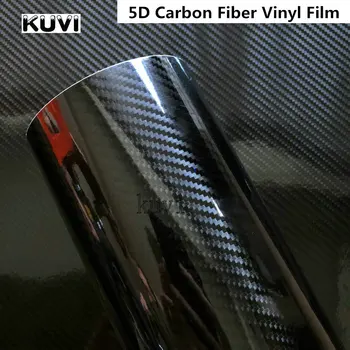 Veľkosť:1520mm Auto Styling Lesklej Čiernej 5D Uhlíkových Vlákien Vinyl film Car Wrap S Air Free Bubble DIY Auto Tuning Časť Nálepky