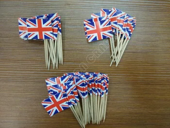 Veľká Británia Špáradlo Vlajky 500Pcs Papierové vlajky UK Zub Vyberá Tortu Špáradlá Košíček Ovocia Koktail na báze hrozna Palice Dekorácie