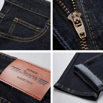 Veľká Veľkosť 28-44 Muž Vysokej Strečové Džínsy Rovné Dlhé Voľné Nohavice Módne Bežné Black Blue Denim Muž Obchodné Jeanswear Nohavice