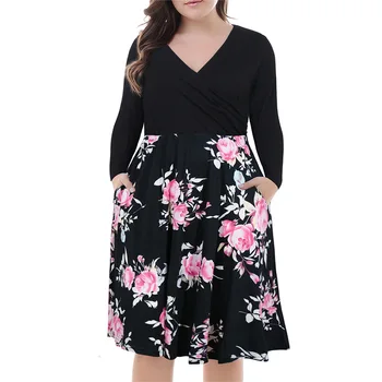 Veľká veľkosť 9XL šaty pre Tuk MM Ženy Šaty Voľné vintage kvetinový plus veľkosť šaty s dlhým rukávom ženy oblečenie party šaty vestidos
