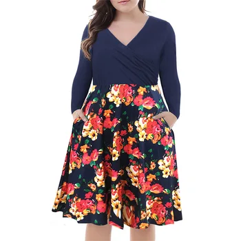 Veľká veľkosť 9XL šaty pre Tuk MM Ženy Šaty Voľné vintage kvetinový plus veľkosť šaty s dlhým rukávom ženy oblečenie party šaty vestidos