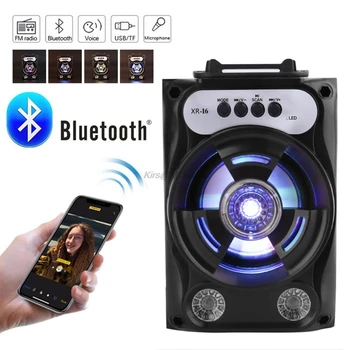 Veľká Veľkosť Bluetooth Reproduktor Bezdrôtový Zvukový Systém Bass Stereo s LED Svetlo, Podpora TF Karty, FM Rádio, Vonkajší Šport, Cestovanie