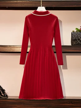 Veľké dámske šaty 2020 jeseň nové tuku sestra mm temperament štíhly a sypkej hmotnosti, zníženie sveter šaty