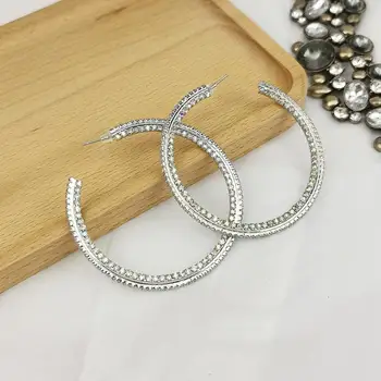 Veľké Kamienkami Hoop Náušnice Crystal Kruhu Vyhlásenie Nevesta Náušnice Ženy, luxusné Svadobné šperky 2020 UKEN