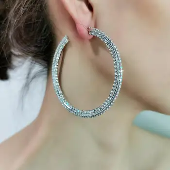 Veľké Kamienkami Hoop Náušnice Crystal Kruhu Vyhlásenie Nevesta Náušnice Ženy, luxusné Svadobné šperky 2020 UKEN