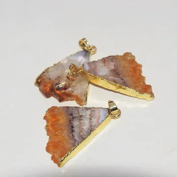 Veľké Surové Prírodné Plátok Yellow Crystal Kameň trojuholník prívesok pre ženy šperky čo 2020 zlatenie quartz citrines kamene