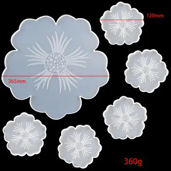 Veľký Kvet Silikónové Formy Epoxidové Živice Formy na Odlievanie Dráha DIY Tácky Plesne Šperky Výrobu Nástrojov + 5 Malé Silikónové Formy