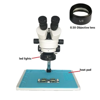 Veľkým stolom 7X-45X Priemyselné Binokulárne stereo mikroskopom s 0,5 X Cieľ barlow šošovky pre telefón PCB základnej Dosky, oprava nástrojov