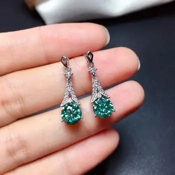 Veža shinning zelená moissanite drahokam krúžok náhrdelník šperky set 925 silver jemné šperky lesklé lepšie ako diamant strany darček