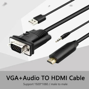 VGA s Audio Kábel HDMI Prevodník Dekodér Adaptér 1.8 M samec samec na Pripojenie Projektora Starého PC Notebooku Nový Monitor
