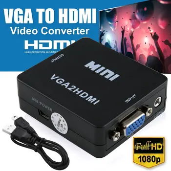 VGA2HDMI Žien a Žien MINI VGA HDMI Full HD 1080P Video Adaptér Converter Box S Audio Výkon Pre PC Projektor, Notebook, TELEVÍZOR