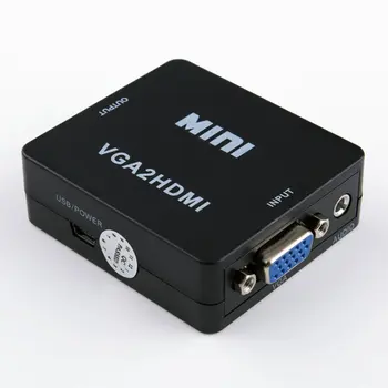 VGA2HDMI Žien a Žien MINI VGA HDMI Full HD 1080P Video Adaptér Converter Box S Audio Výkon Pre PC Projektor, Notebook, TELEVÍZOR