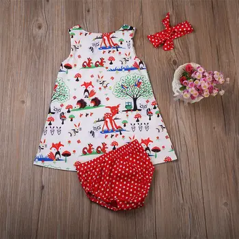 Vianoce dievčatá Krásne Oblečenie Set Novorodenca Batoľa Detská deti Girl Dress+Čelenka+Nohavice Letné Oblečenie Oblečenie Nastaviť Dovolenku nosenie