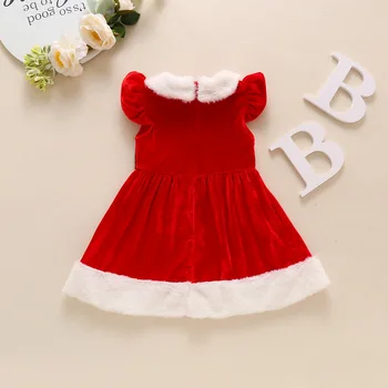Vianoce Dievčatá Šaty s Pásom Jeseň Zimné Dojčenskej Oblečenie Velvet Baby Party Šaty Prehrabať Santa Batoľa Vianočný Kostým, Oblek Q30
