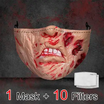 Vianoce, Halloween Strašidelné Cosplay Masky Opakovane Umývateľný Maska protiprachová pleťové Masky pre Dospelých Maska Pm2.5 Úst Utlmiť