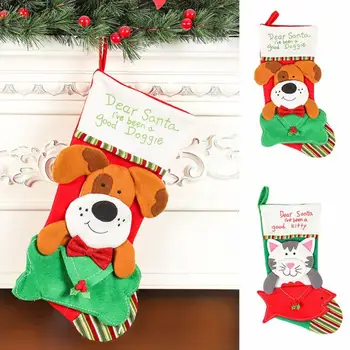 Vianočná Pančucha Dekorácie Pre Domov Cartoon Pes, Mačka Obálky Pet Vianoce Ponožky Domáce Dekorácie Vianočné Darčeky Candy Bag 7