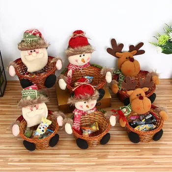 Vianočné Cukrovinky Úložný Kôš Darček Držiteľ Ozdoby Santa Doložka/Snehuliak/Elk Darčeky Cookies Tašky Vianočné Dekorácie Pre Domov