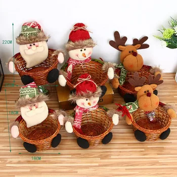 Vianočné Cukrovinky Úložný Kôš Darček Držiteľ Ozdoby Santa Doložka/Snehuliak/Elk Darčeky Cookies Tašky Vianočné Dekorácie Pre Domov