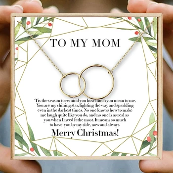 Vianočné Darčeky pre Mamičku Náhrdelník Dvojitý Kruh Náhrdelníky Ženy Kolo Kruhy Infinity Náhrdelník Narodeniny Deň Vďakyvzdania Darček