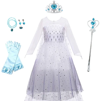 Vianočné Dievčatko Šaty Zimné Dlhý Rukáv Cosplay Kostým Princeznej Snehu Queeen Elsa Šaty detské Oblečenie a Parochňu