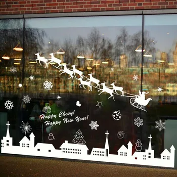 Vianočné Domáce Dekorácie Nový Rok Noel Reštaurácia Mall Dekorácie Sneh Sklo Okna Vymeniteľné Samolepky Kawaii Cartoon Nálepky